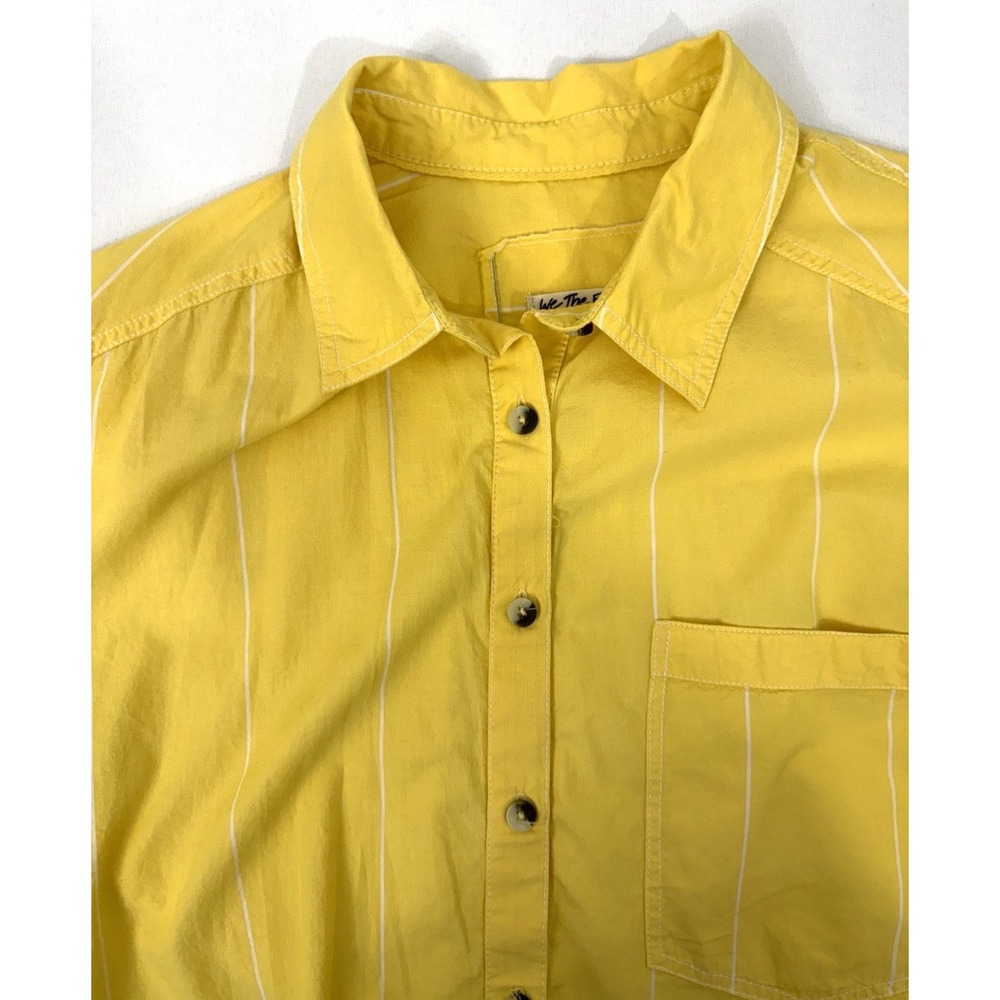We The Free Urban Outfitters Yellow Striped Button Down Shirt Oversize Womens M - Picture 6 of 12
